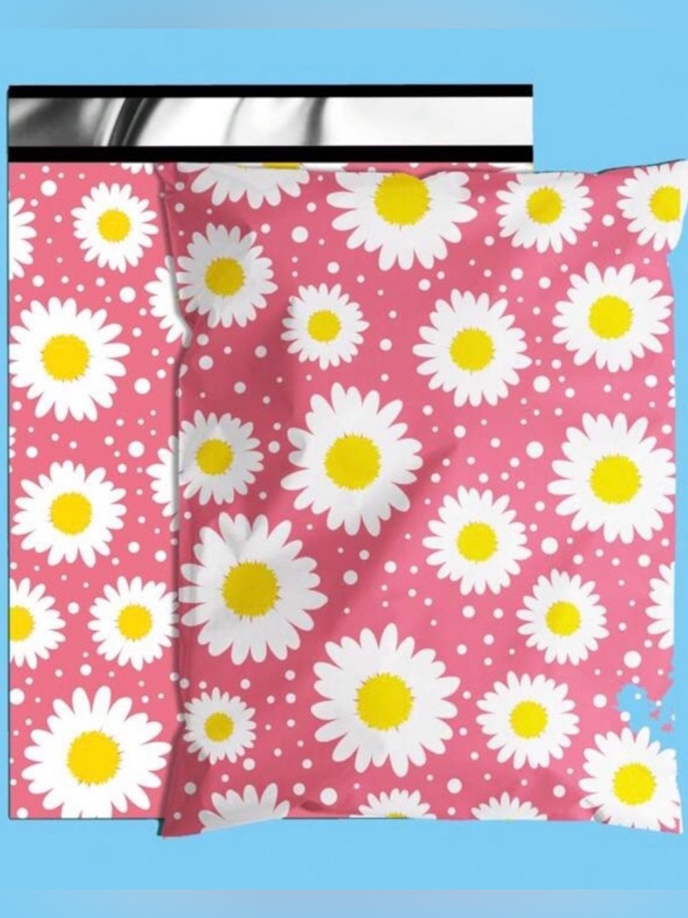 10 (14.9”x19”) XXL Pink Daisy Print Poly Mailers Poly Bags